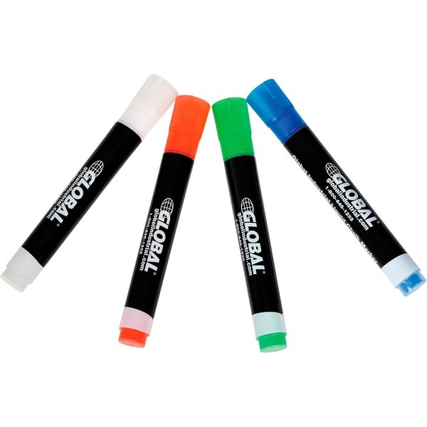Global Industrial Wet Erase Chalk Markers, Assorted Colors, 4PK 695694